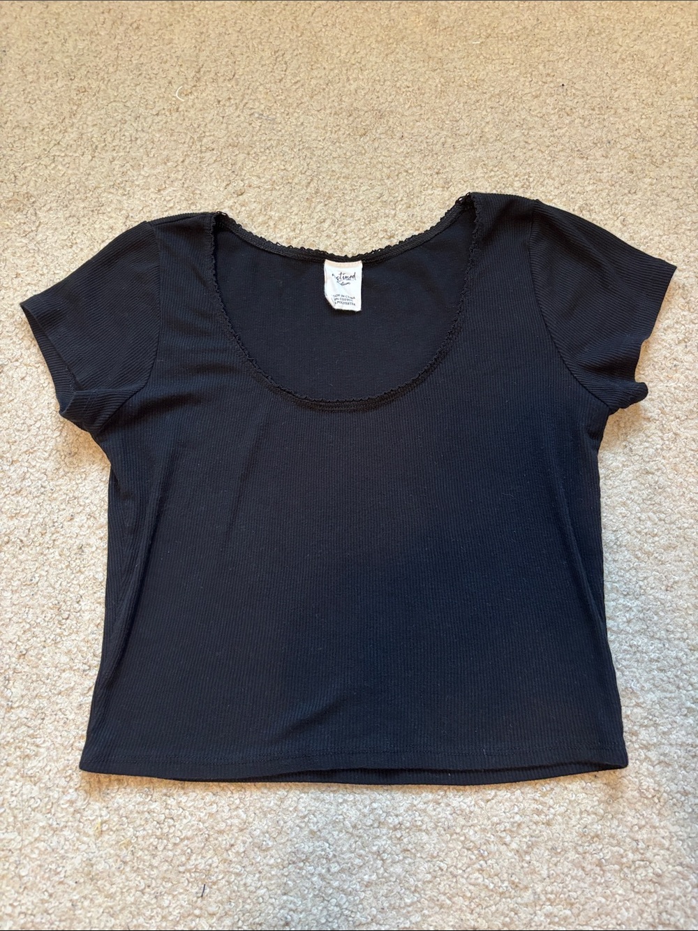 Black Ribbed Scoop Crop Top